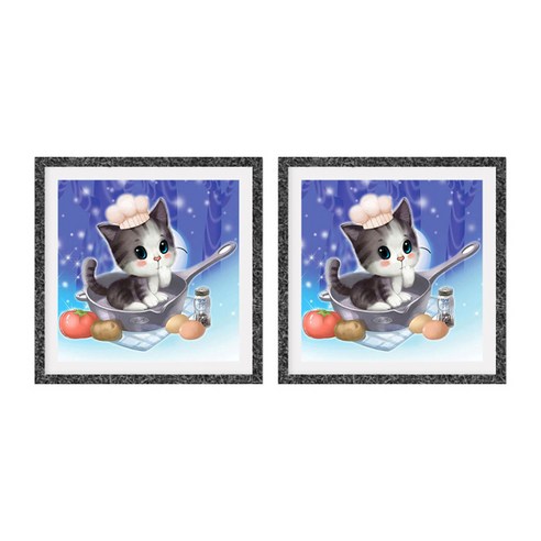 보석십자수 비즈 원더로우 DIY 키트 25 x 25 cm, 큐트냥이2, 2개
