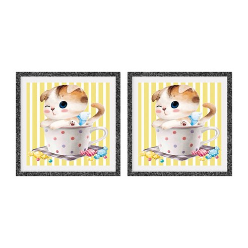 보석십자수 비즈 원더로우 DIY 키트 25 x 25 cm, 큐트냥이3, 2개