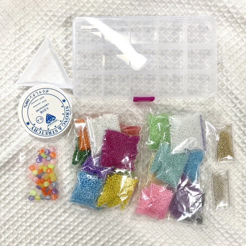 비즈반지 만들기 시드비즈 30색 + 우레탄줄 + 파츠 + 포인트비즈 풀세트 3mm, 비비드 + 파스텔 비즈, 1세트
