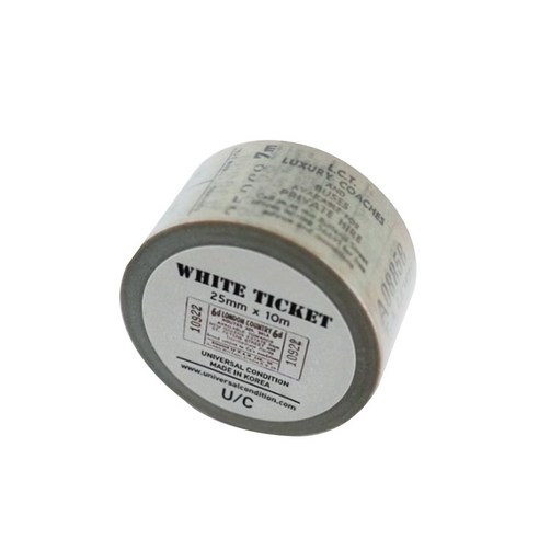 빈티지 마스킹 테이프 WHITE TICKET 25mm x 10m, 혼합색상, 1개