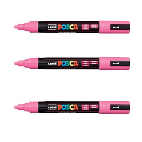 포스카 컬러마커 PC-5M PINK, 3개, 1색