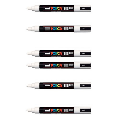 포스카 컬러마커 PC-5M WHITE, 6개, 1색