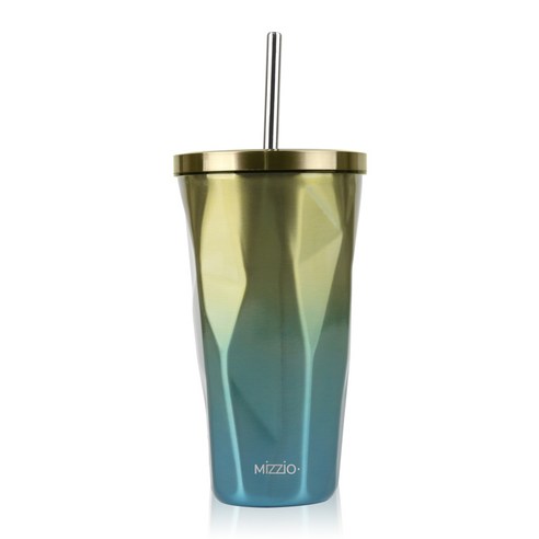 Mizzio 보온보냉 다이아 스트로우 텀블러, 옐로우블루, 470ml