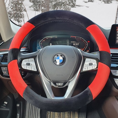SUV 공용 투웨이 극세사 핸들 커버, 레드