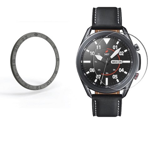 디지털빌리지 스마트워치 베젤링 C타입 46mm + 강화유리 액정보호필름 세트, 럭셔리 티타늄