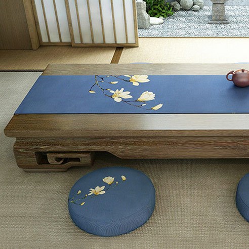 차분하고 고상한 홈인테리어 연출 테이블러너, 02블루, 32 x 190 cm