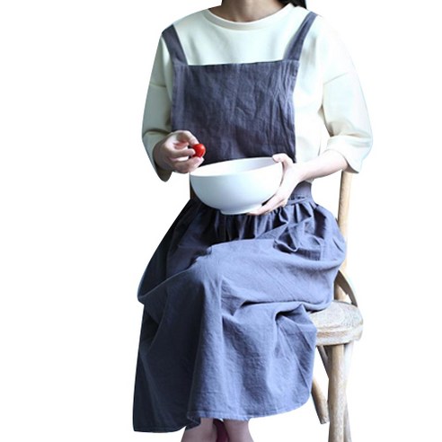 북유럽 타이 린넨 앞치마, 블루, 1개