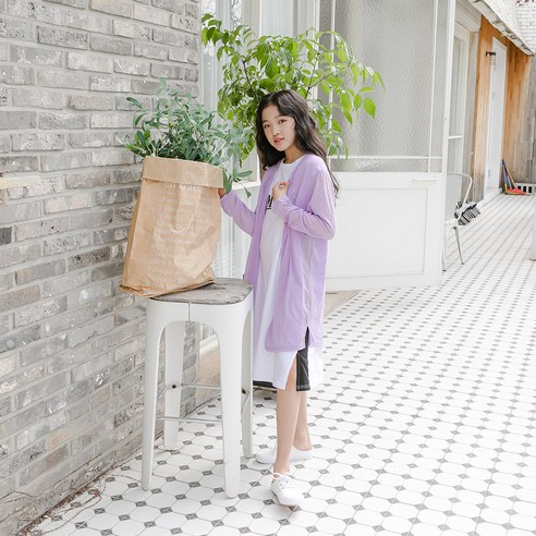 체리블랑 여아용 아이스 골지 롱 가디건