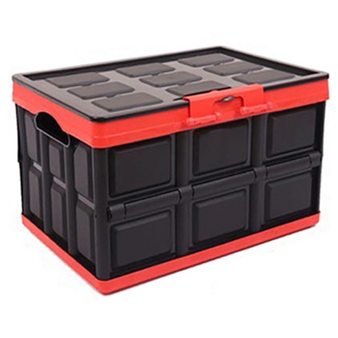 순잠 차박 캠핑 방수 접이식 폴딩박스 55L, 블랙레드, 1개