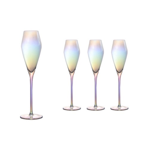 코지테이블 오로라 프리즘 홀로그램 유리컵 샴페인 롬버스, 240ml, 4개