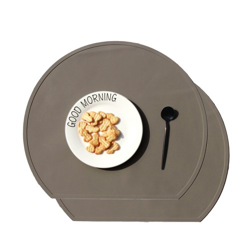 더블제이유 반원 식탁매트 2p, 초콜렛, 38 x 33 cm