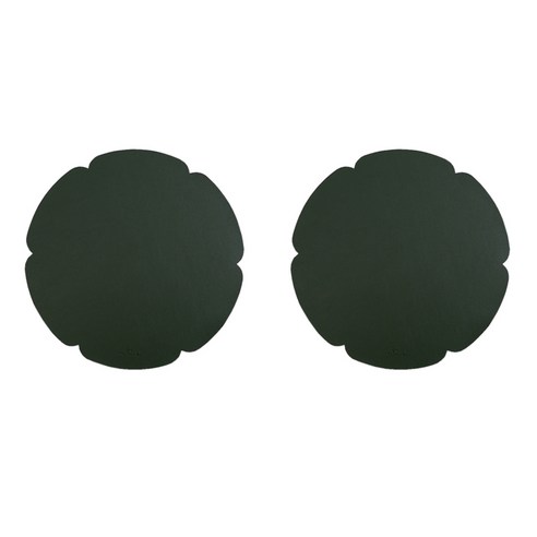 더블제이유 꽃모양 식탁매트 2p, 그린, 36cm