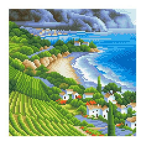 디클레어 액자형 보석십자수 DIY 키트 캔버스형 40 x 50 cm, 저 푸른 초원 위에, 1세트