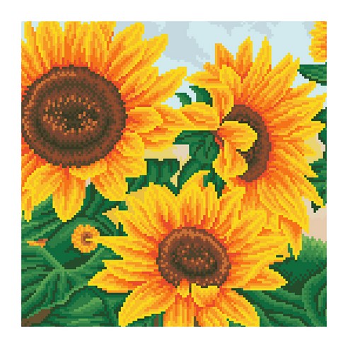 디클레어 액자형 보석십자수 DIY 키트 캔버스형 40 x 50 cm, 활찍핀 해바라기, 1세트