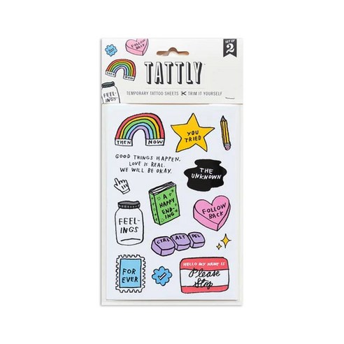 태틀리 타투 스티커 시트 2p, 믹스드 필링즈, 1세트