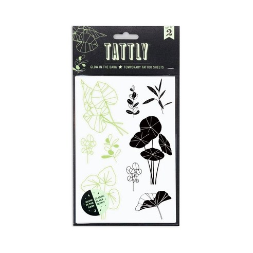 태틀리 타투 스티커 시트 2p, 글로윙 가든 야광, 1세트