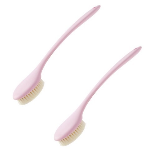 팝마인즈 때밀이 등 손잡이 솔 브러시, 핑크, 2개, 1개입