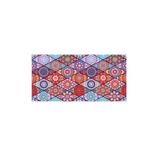 큐랑 어크로스 극세사 프린팅 바다 비치 타올 그물가방 포함 80 x 160 cm, 레드, 1개