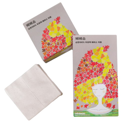 베베솜 면 일회용 페이스타올, 60매, 2팩