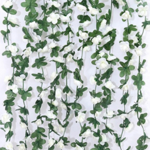 브릴리홈 조화 인테리어 장미 45p 덩굴 252cm, 화이트