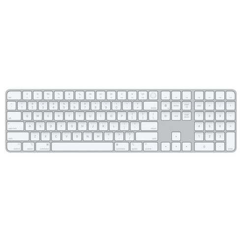 Apple Silicon 장착 Mac용 Magic Keyboard Touch ID 탑재, 영어, 화이트, 숫자패드 포함, 일반형
