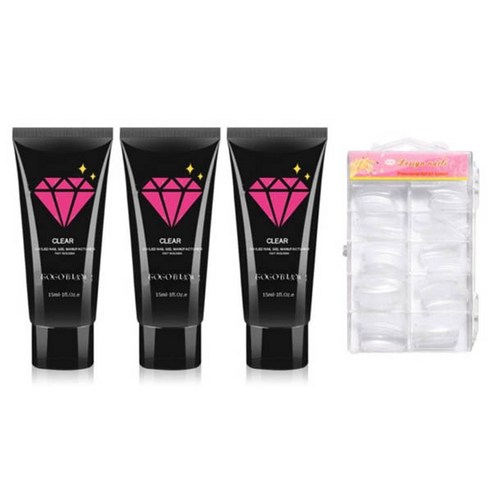 고고블랑 네일연장 폴리젤 45ml 세트, 폴리젤 클리어 3p + 연장팁 일반형 100p + 구성품 3종, 1세트