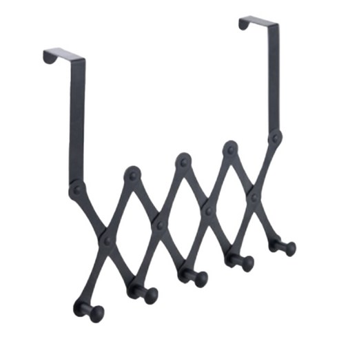 언니굿즈 갈고리 자바라 실용 행거 5구 52cm, 블랙, 1개