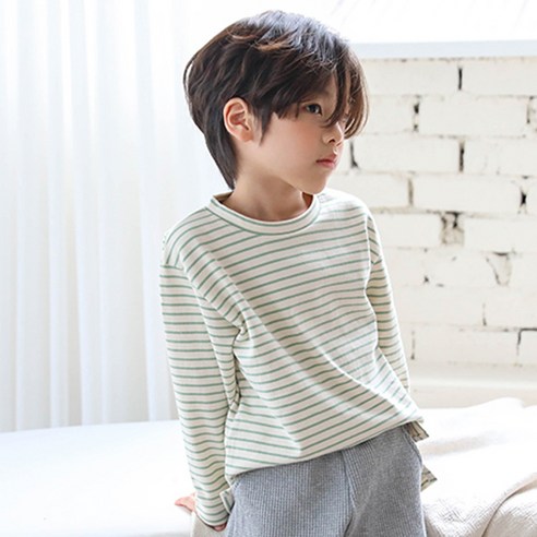 느엘 아동용 레이어링줄무늬 긴팔 티