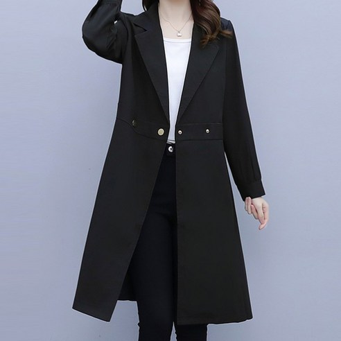 아뗄릭 시크 심플 골드버튼 트렌치코트 00363