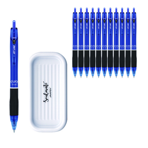 자바펜 제트라인 0.38mm 12p + 펜트레이 세트, 블루(볼펜), 랜덤발송(펜트레이), 1세트