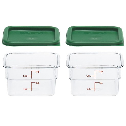 캠브로 사각 투명 플라스틱 야채보관용기, 2개, 용기 1.9L x 2p