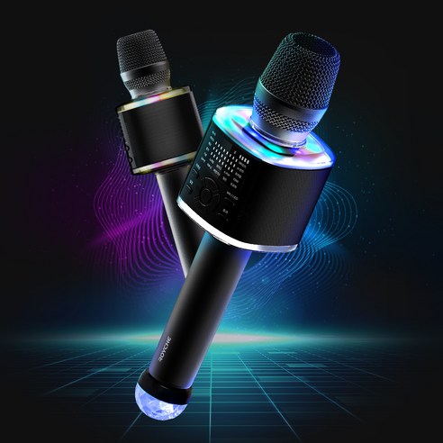 로이체 2채널 사운드 레인보우 LED 무선 블루투스 5.0 다이나믹 마이크   미러볼   파우치 세트