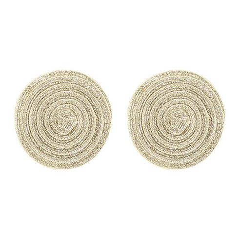 w에이블 감성 원형 테이블 매트 컵받침 2p, 02 골드, 110 x 110 mm