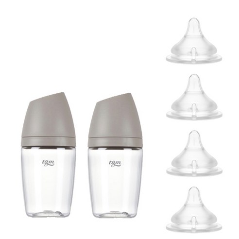 티지엠 트라이탄 쌀알 젖병 240ml x 2p + 젖꼭지 4p, 웜그레이, 1개