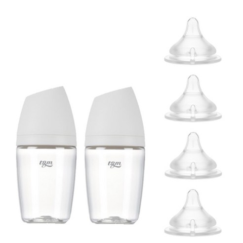 티지엠 트라이탄 쌀알 젖병 240ml x 2p + 젖꼭지 4p, 퓨어화이트, 1개