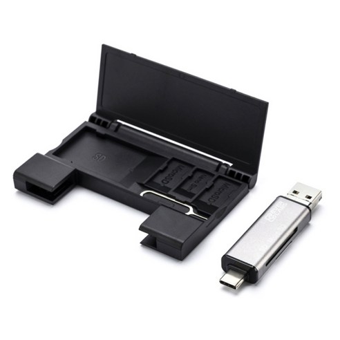 에버랩스 USB3.0 마이크로SD C타입 OTG 3 in 1 멀티 카드 리더기, 실버, E-H00011