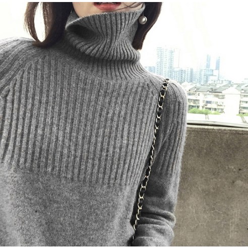 oversize overfit 女人 時尚 服裝 頂部 高領毛衣 針織 毛衣 成年女子