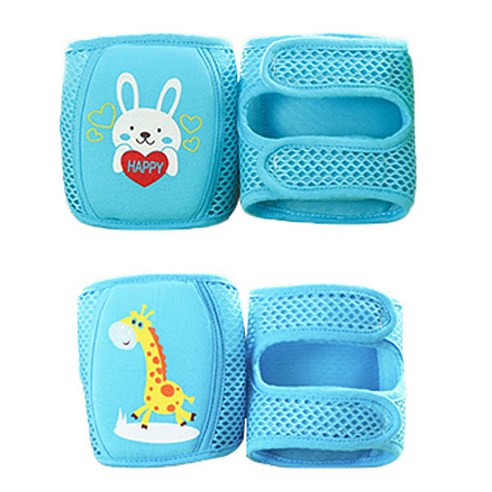 기린 토끼 매쉬 미끄럼방지 유아 무릎보호대세트, 블루세트, 2세트