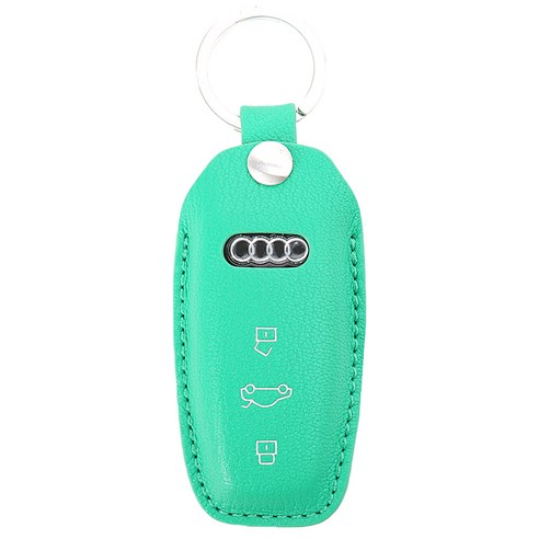 바슬리 아우디 A6 A7 2020년~ 크리스페 가죽 스마트 키케이스, 민트그린(키케이스), 은(키링), AD023