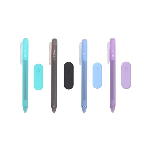 리플린 지워지는 단색펜 0.4mm 4종 + 전용 지우개 4종 세트, 민트, 블랙, 블루, 퍼플, 1세트