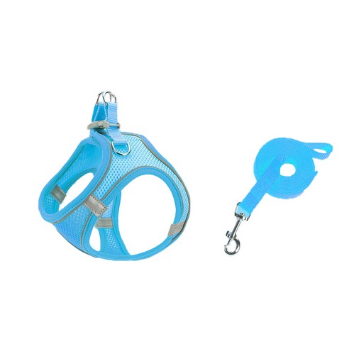 Itemtrade 강아지 가슴 하네스 산책줄 L + 리드줄 1.5m, 03 블루, 1세트