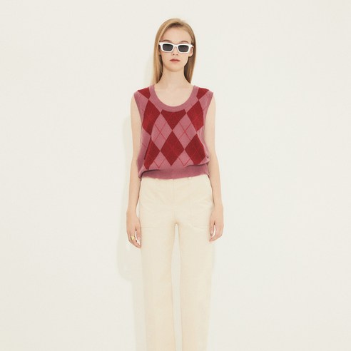 무디디 Argyle knit vest