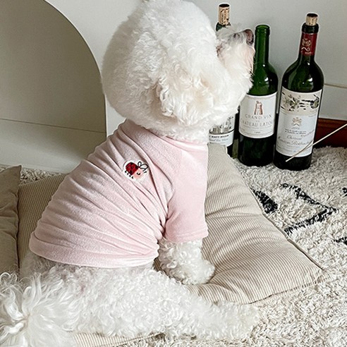 바이담수미 강아지 무당벌레 벨보아 티셔츠, 핑크