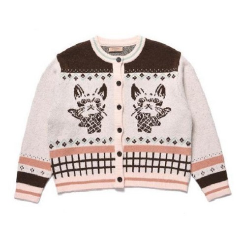 바이탈싸인 여성용 Retro Cat Marked Knit Cardigan