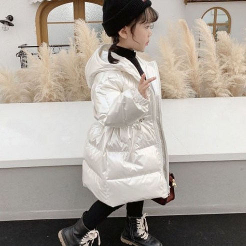 엔젤아이 여아용 허리조임 모자롱패딩