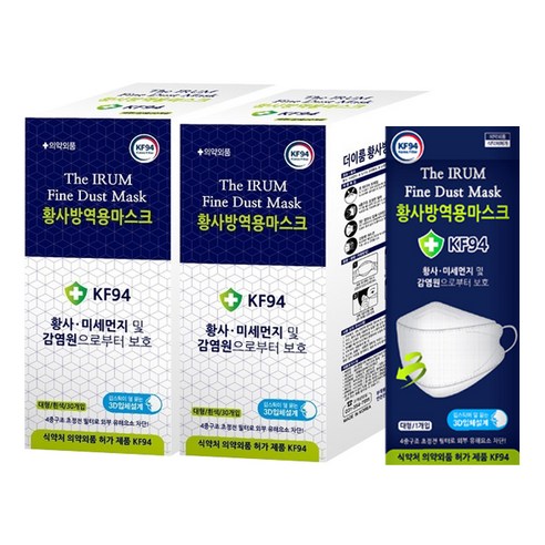 더이룸 황사 방역용 마스크 대형 KF94, 30개입, 2개, 흰색