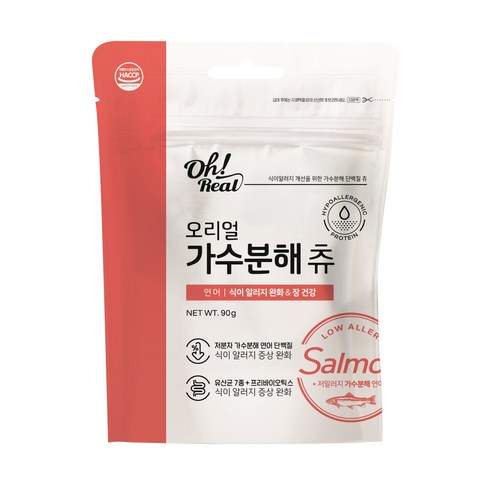 옵티펫 반려동물 오리얼 가수분해 츄 간식, 연어, 90g, 1개