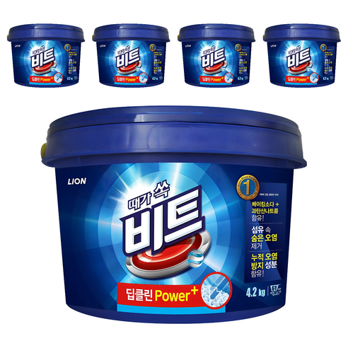 비트 딥클린 파워 플러스 분말세제 본품, 4.2kg, 5개