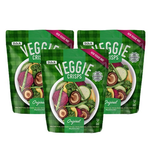 디제이앤에이 베지 크리스프 오리지널 간식, 90g, 3개