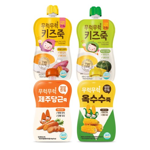 이유케어스 무럭무럭 키즈죽 골고루 단호박 + 고구마 + 제주당근 + 옥수수 세트, 1세트, 400g